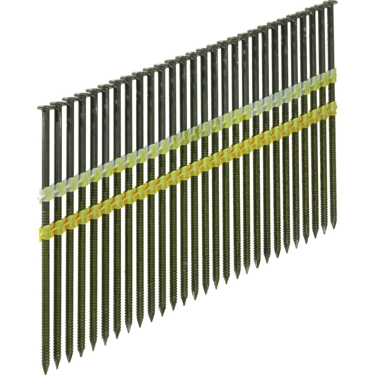 Clous SENCO 21° 130 mm annelés clair, bande à tête ronde et double liaison blanche et jaune