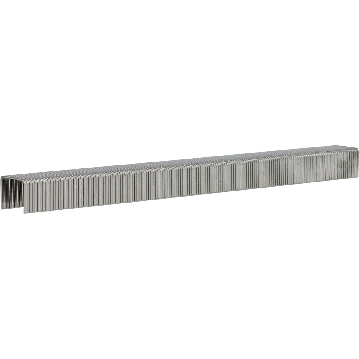 Bande d'agrafes fines SENCO AT 10 mm en inox A2, gris mat sans reflet, de trois quarts sur fond blanc