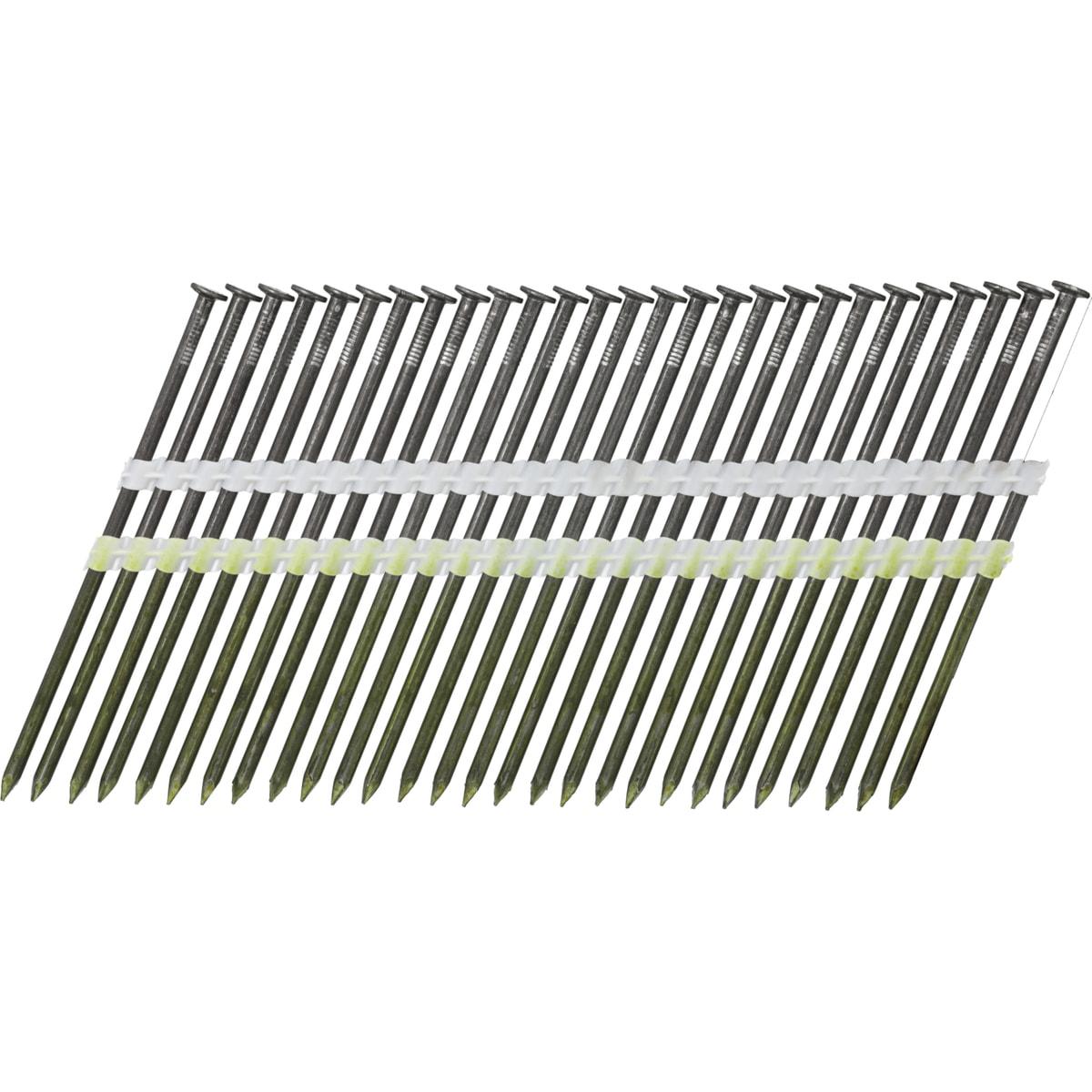 Clous SENCO tête ronde 21° 4,2x145 mm lisses en double bande plastique, de trois quarts