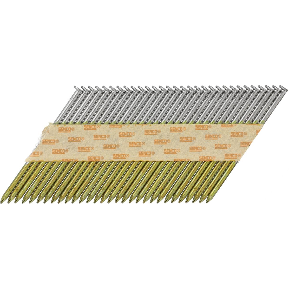 Clous SENCO D34° 2,8x65 mm lisses en bande, têtes rondes brillantes et pointes dorées