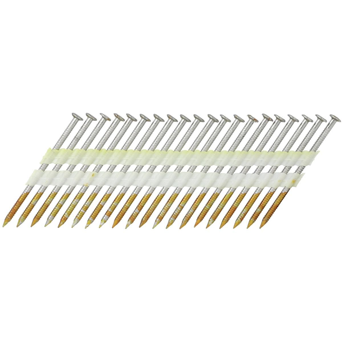 Clous SENCO 34° 2,8x65 mm annelés inox à tête ronde semi-bombée, double collation plastique