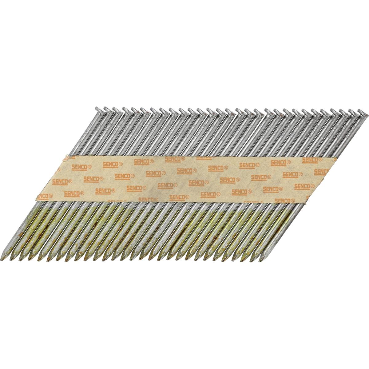 Clous SENCO D34° 3,1x90 mm lisses brillants en bande, têtes rondes et pointes dorées