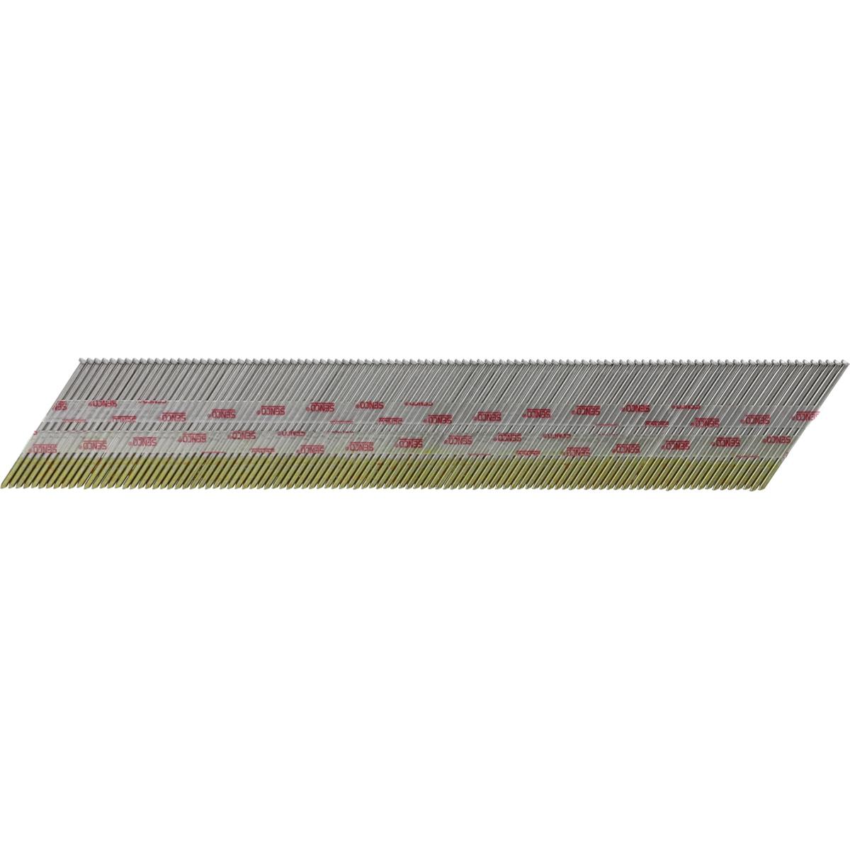 Clous de finition SENCO DA 50 mm acier clair, collation papier blanc, de trois quarts aplati