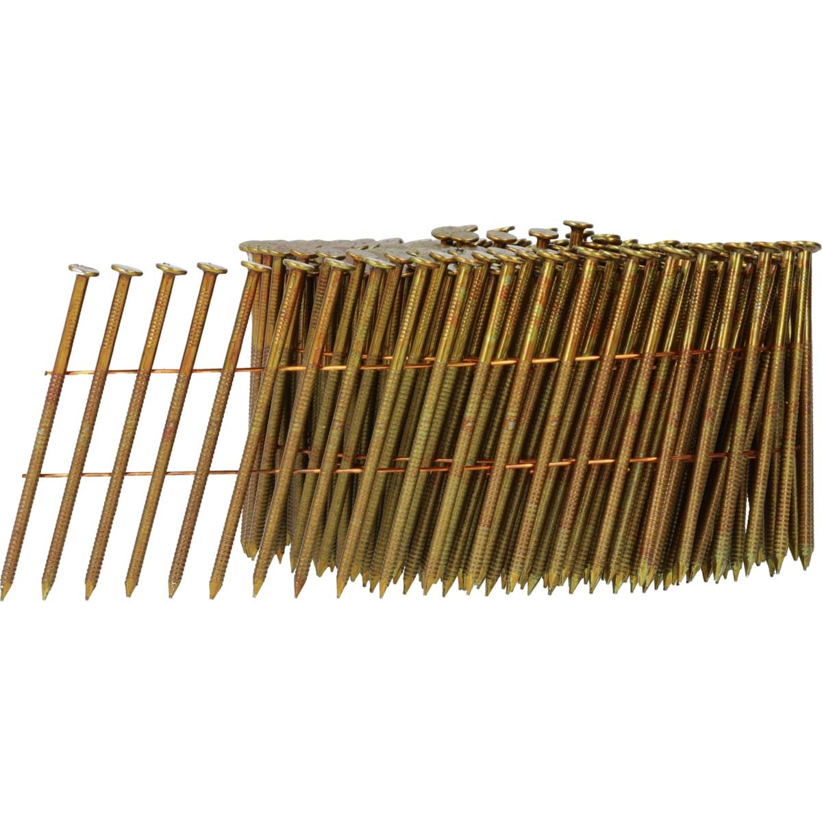 Rouleau de clous SENCO 2,3 x 45 mm annelés, deux fils cuivre, de trois quarts sur fond blanc
