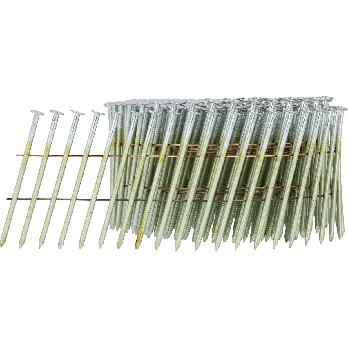 Rouleau de clous SENCO 2,3 x 60 mm annelés zingués, fils cuivre, de trois quarts sur fond blanc