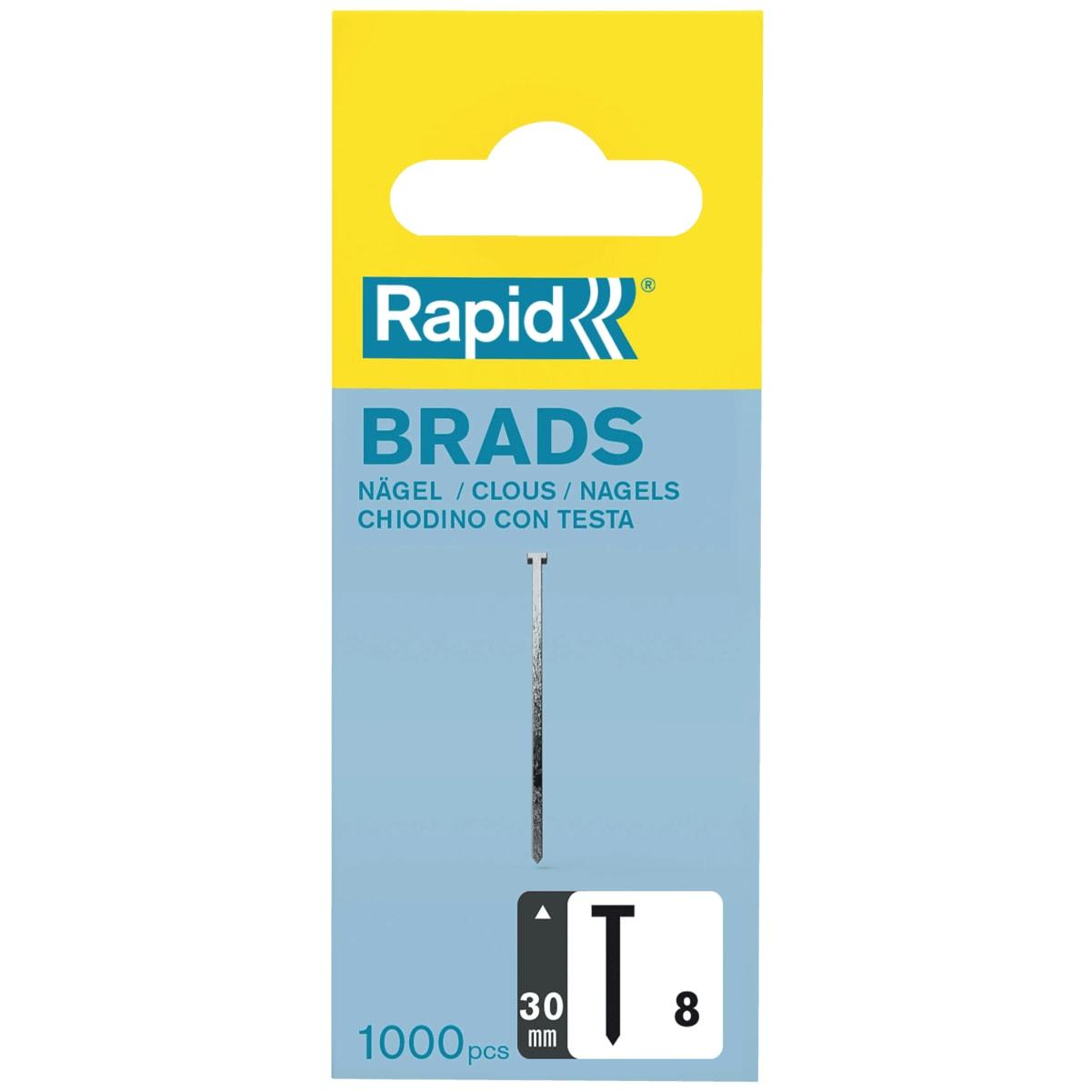 Pointes (brads) 18 G, fil 1,25 x 0,95 mm, tête 2 mm N° 8, 30 mm, boîte de 1 000 RAPID TOOLS - Rapid Pointe no. 8, 30 mm, galvanisé, petit paquet, vue détaillée 1
