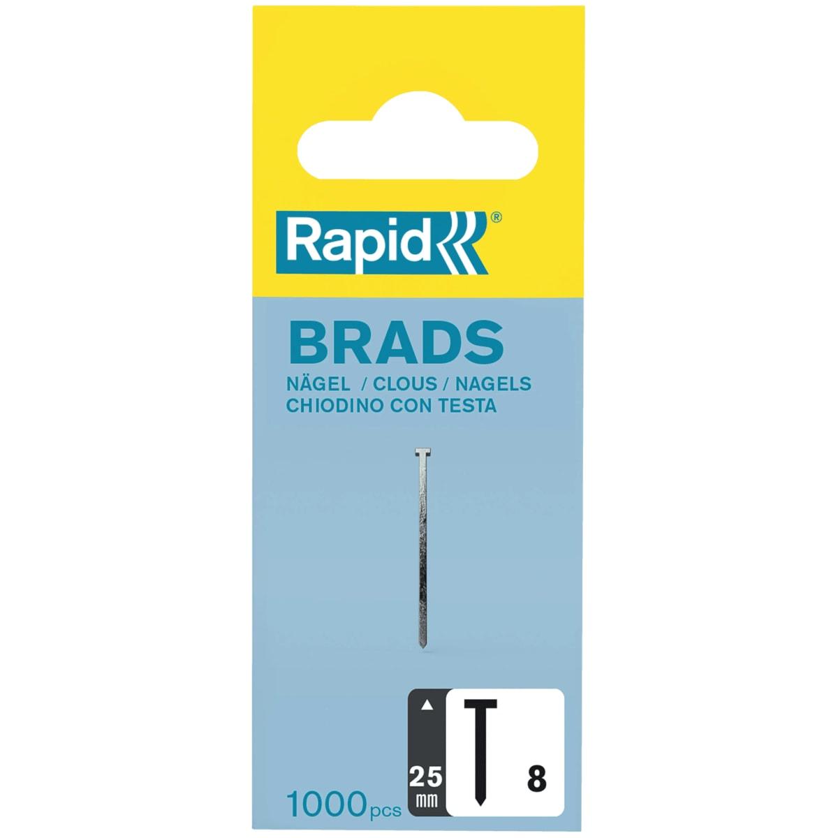 Pointes (brads) 18 G, fil 1,25 x 0,95 mm, tête 2 mm N° 8, 25 mm, boîte de 1 000 RAPID TOOLS - Rapid Pointe no. 8, 25 mm, galvanisé, petit paquet, vue détaillée 1