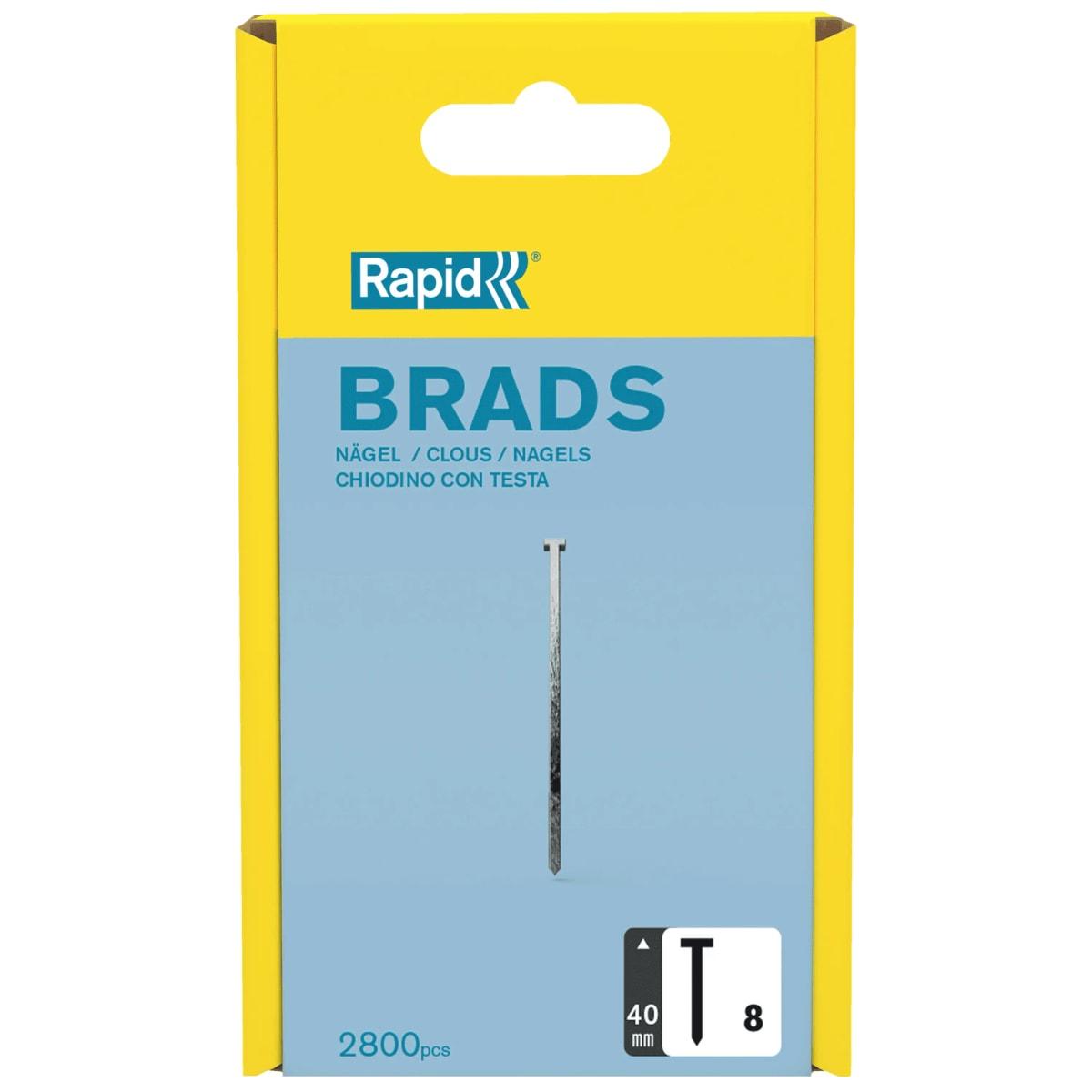 Pointes (brads) 18 G, fil 1,25 x 0,95 mm, tête 2 mm N° 8, 40 mm, boîte de 2 800 RAPID TOOLS - Rapid Pointe no. 8, 40 mm, galvanisé, grand paquet, vue détaillée 1