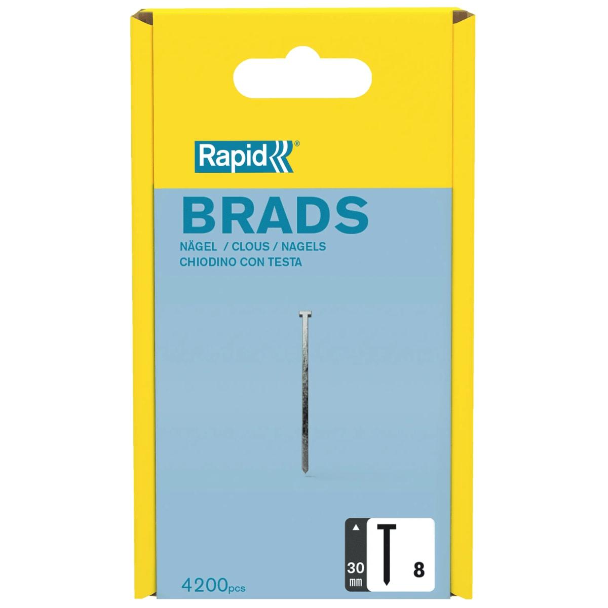Pointes (brads) 18 G, fil 1,25 x 0,95 mm, tête 2 mm N° 8, 30 mm, boîte de 4 200 RAPID TOOLS - Rapid Pointe no. 8, 30 mm, galvanisé, grand paquet, vue détaillée 1
