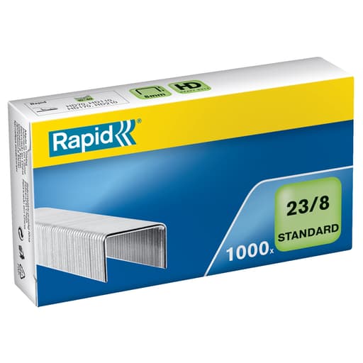 Agrafes 23/8 Standard x1000 Pour agrafeuses Rapid HD70, HD110, HD210